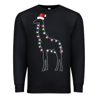 Black santa giraffe christmas color led Premium Sweatshirt - linhVisuals