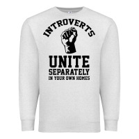 Oatmeal Heather introverts unite Premium Sweatshirt - linhVisuals