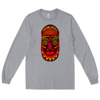 Heather Grey african masks 3 Long Sleeve Tee - BundleAndBundleShop
