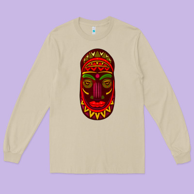 African Masks 3 Long Sleeve Tee Designed By Bundleandbundleshop