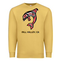 Antique Gold mill valley, california native american orca killer whale raglan baseb Premium Sweatshirt - linhVisuals