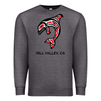 Charcoal Heather mill valley, california native american orca killer whale raglan baseb Premium Sweatshirt - linhVisuals