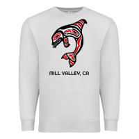 Dove Grey mill valley, california native american orca killer whale raglan baseb Premium Sweatshirt - linhVisuals