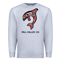 Heather Grey mill valley, california native american orca killer whale raglan baseb Premium Sweatshirt - linhVisuals