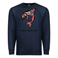 Navy mill valley, california native american orca killer whale raglan baseb Premium Sweatshirt - linhVisuals