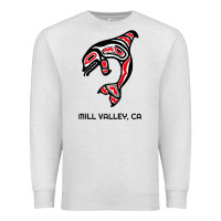 Oatmeal Heather mill valley, california native american orca killer whale raglan baseb Premium Sweatshirt - linhVisuals
