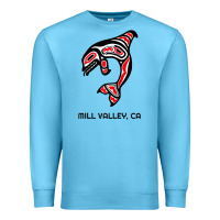 Ocean Blue mill valley, california native american orca killer whale raglan baseb Premium Sweatshirt - linhVisuals