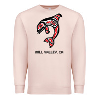 Pale Pink mill valley, california native american orca killer whale raglan baseb Premium Sweatshirt - linhVisuals
