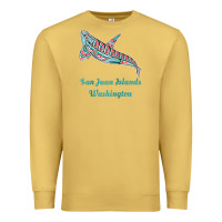 Antique Gold san juan islands upward orca killer whale native american raglan baseb Premium Sweatshirt - linhVisuals