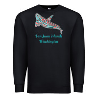 Black san juan islands upward orca killer whale native american raglan baseb Premium Sweatshirt - linhVisuals