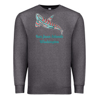 Charcoal Heather san juan islands upward orca killer whale native american raglan baseb Premium Sweatshirt - linhVisuals
