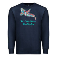 Navy san juan islands upward orca killer whale native american raglan baseb Premium Sweatshirt - linhVisuals
