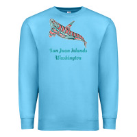 Ocean Blue san juan islands upward orca killer whale native american raglan baseb Premium Sweatshirt - linhVisuals