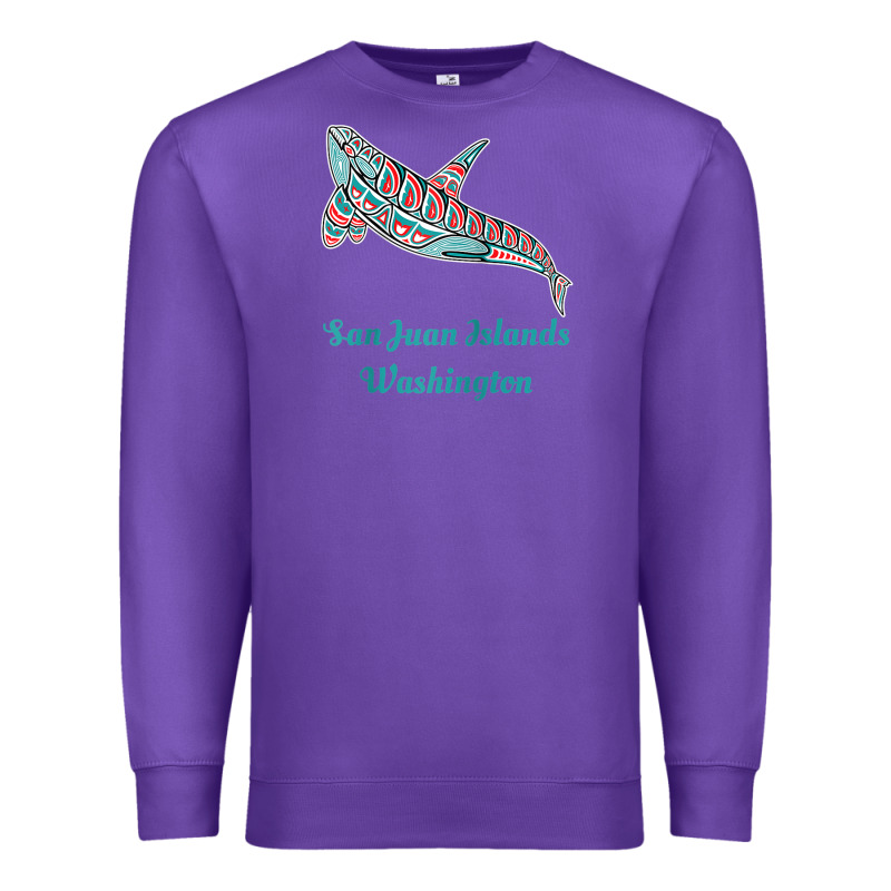San Juan Islands Upward Orca Killer Whale Native American Raglan Baseb Premium Sweatshirt by linhVisuals | Teevron