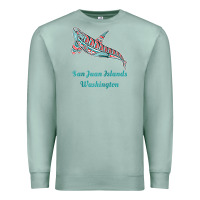 Seafoam san juan islands upward orca killer whale native american raglan baseb Premium Sweatshirt - linhVisuals