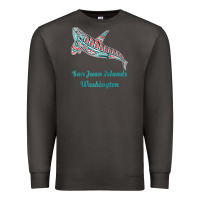 Smoke san juan islands upward orca killer whale native american raglan baseb Premium Sweatshirt - linhVisuals