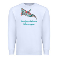 White san juan islands upward orca killer whale native american raglan baseb Premium Sweatshirt - linhVisuals