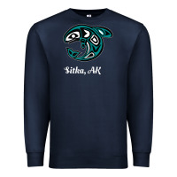 Navy sitka alaska native american tribal orca killer whale raglan baseball Premium Sweatshirt - linhVisuals