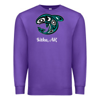 Purple sitka alaska native american tribal orca killer whale raglan baseball Premium Sweatshirt - linhVisuals