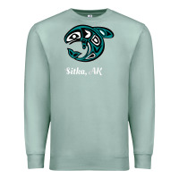 Seafoam sitka alaska native american tribal orca killer whale raglan baseball Premium Sweatshirt - linhVisuals