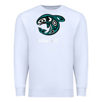 White sitka alaska native american tribal orca killer whale raglan baseball Premium Sweatshirt - linhVisuals