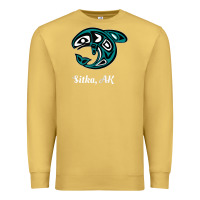 Antique Gold sitka alaska native american tribal orca killer whale raglan baseball Premium Sweatshirt - linhVisuals