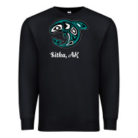 Black sitka alaska native american tribal orca killer whale raglan baseball Premium Sweatshirt - linhVisuals