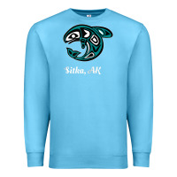 Ocean Blue sitka alaska native american tribal orca killer whale raglan baseball Premium Sweatshirt - linhVisuals