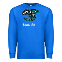 True Royal sitka alaska native american tribal orca killer whale raglan baseball Premium Sweatshirt - linhVisuals