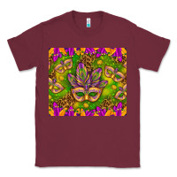 Burgundy Mardi Gras masks and coins tumbler Classic Tee - HowdyJamesFarm