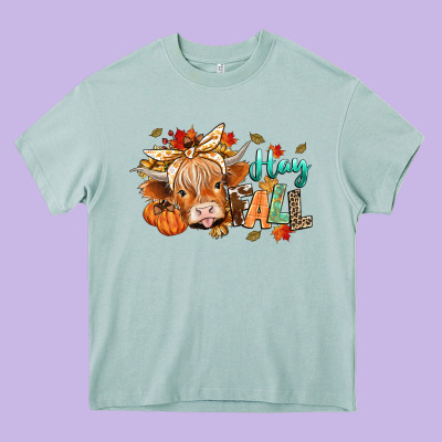 Hay Fall Heavy Core Tee Designed By Cowgirlartshop