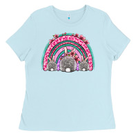 Baby Blue Easter bunny rainbow Ladies Tee - OliviaCreatesArt