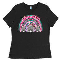 Black Easter bunny rainbow Ladies Tee - OliviaCreatesArt