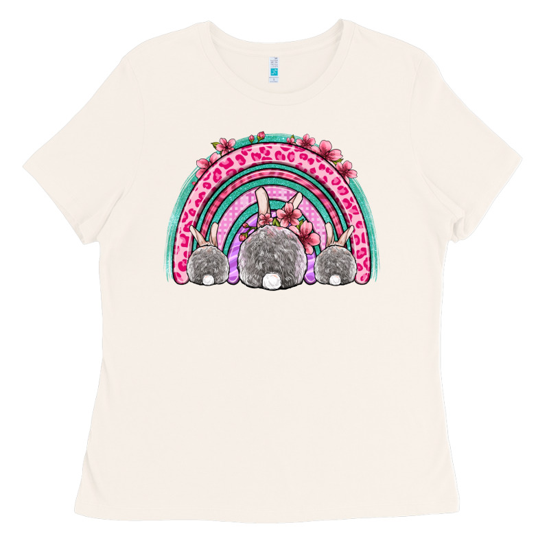 Easter Bunny Rainbow Ladies Tee by OliviaCreatesArt | Teevron