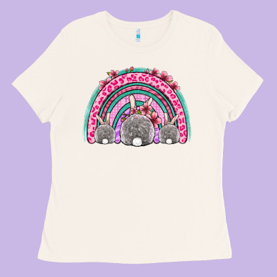 Easter Bunny Rainbow Ladies Tee Designed By Oliviacreatesart
