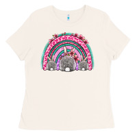 Bone Easter bunny rainbow Ladies Tee - OliviaCreatesArt