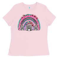 Bubblegum Pink Easter bunny rainbow Ladies Tee - OliviaCreatesArt