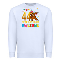 White 44 years old birthday sloth dabbing 44th birthday sloth Premium Sweatshirt - linhVisuals