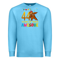 Ocean Blue 44 years old birthday sloth dabbing 44th birthday sloth Premium Sweatshirt - linhVisuals