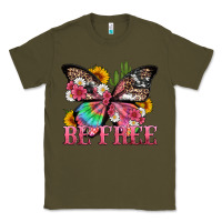 Army Green be free with butterfly and cactus flowers Classic Tee - Artiststas