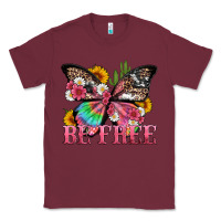 Burgundy be free with butterfly and cactus flowers Classic Tee - Artiststas
