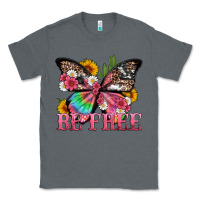 Charcoal Heather be free with butterfly and cactus flowers Classic Tee - Artiststas