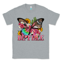 Heather Grey be free with butterfly and cactus flowers Classic Tee - Artiststas