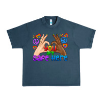 Midnight Navy LGBTQ+ You Are Safe Here Urban Heavy Tee - BundleAndBundleShop