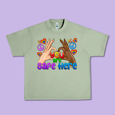 Lgbtq+ You Are Safe Here Urban Heavy Tee Designed By Bundleandbundleshop