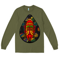Army Green african masks teardrop  6 Long Sleeve Tee - BundleAndBundleShop