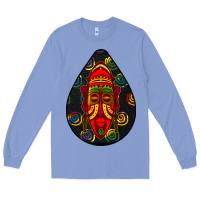 Colony Blue african masks teardrop  6 Long Sleeve Tee - BundleAndBundleShop