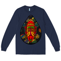 Navy african masks teardrop  6 Long Sleeve Tee - BundleAndBundleShop