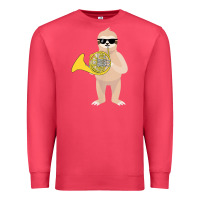 Cardinal funny sloth wearing sunglasses playing french horn Premium Sweatshirt - linhVisuals