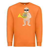 Carrot funny sloth wearing sunglasses playing french horn Premium Sweatshirt - linhVisuals